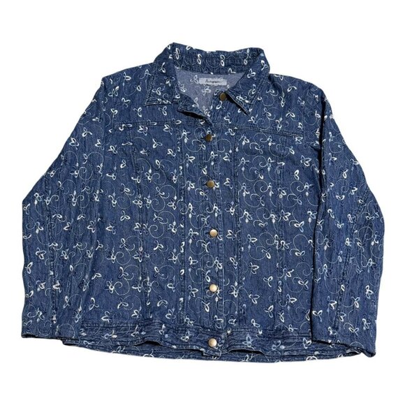 Vintage Analogy Embroidered Floral Button Up Lightweight Jean Jacket Women’s M - Picture 1 of 4